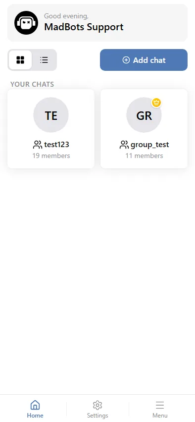 The mini app: your groups, at a glance