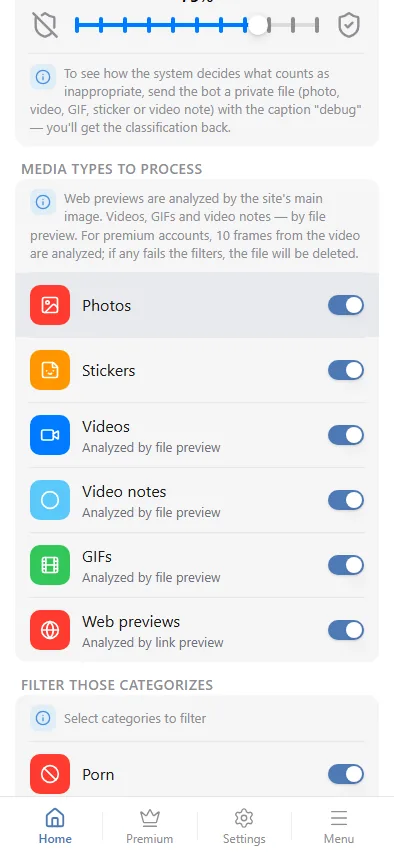 Media type toggles