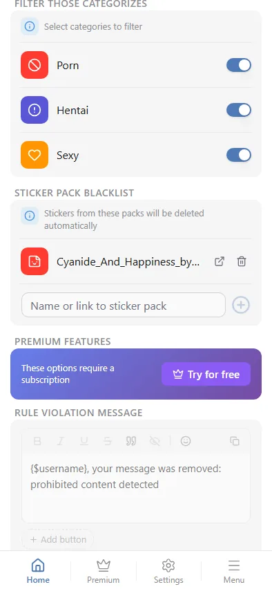 Blacklisted sticker packs
